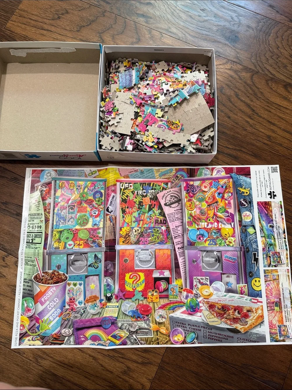 2 puzzles- TV Time 1980s 1000-Piece Jigsaw Puzzle. “Pizza & Pocket Change”